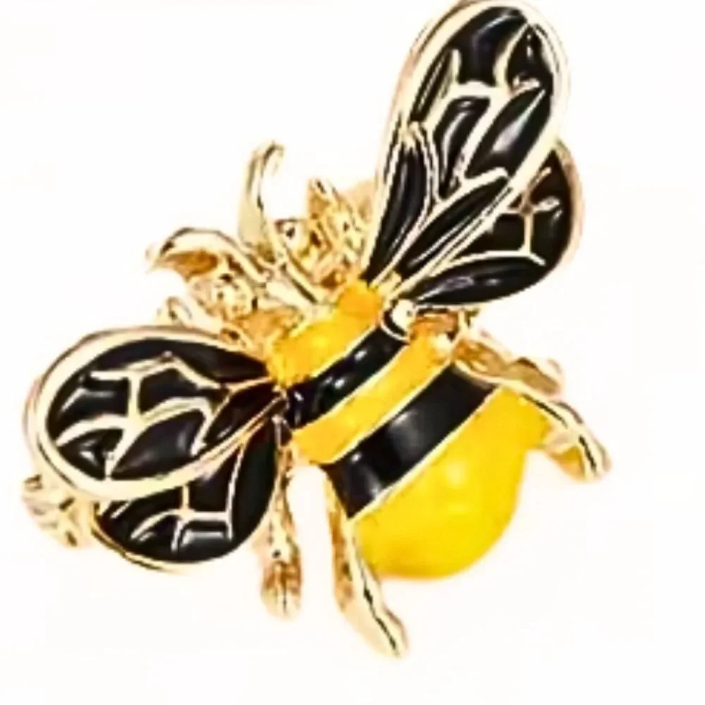 Bumble Bee Pins/Brooches 4pc Set Enamel & Rhinestones Small Brooch Whimsical